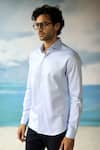 Philocaly_Blue 100% Cotton Manhattan Shirt _Online_at_Aza_Fashions