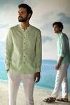 Shop_Philocaly_Green 100% Linen Asos Shirt _at_Aza_Fashions