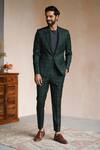 Buy_Philocaly_Green 100% Perennial Wool Checkered Chris Blazer And Pant Set_at_Aza_Fashions