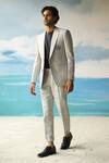 Buy_Philocaly_Grey 100% Linen Embroidered Thread Work Primark Blazer And Pant Set _at_Aza_Fashions