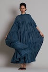 Buy_MATI_Blue Cotton Round Neck Vena Striped Tent Dress_Online_at_Aza_Fashions
