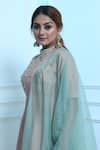 Shop_Sangeeta Swati_Pink Chanderi Embroidered Zardozi High Neck Kurta Lehenga Set _Online_at_Aza_Fashions