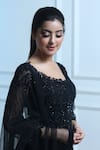 Buy_Sangeeta Swati_Black Viscose Crepe Embroidered Cutdana Round Kurta Gharara Set _Online_at_Aza_Fashions