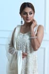 Shop_Sangeeta Swati_White Viscose Crepe Embroidered Sequin Round Kurta Lehenga Set _at_Aza_Fashions