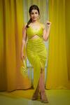 Buy_Aroka_Green Modal Satin Halter Neck Dress_at_Aza_Fashions