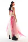 Shop_Aroka_Pink Organza And Tencel Asymmetric Skirt_at_Aza_Fashions