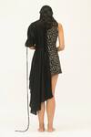 Shop_Aroka_Black Vegan Mashru Silk Printed Chrysalis And Jacket Dress _at_Aza_Fashions