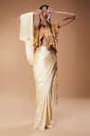 Buy_Aroka_Yellow Vegan Mashru Silk Plain Open Phoenix Bib _at_Aza_Fashions