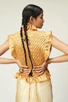 Shop_Aroka_Yellow Vegan Mashru Silk Plain Open Phoenix Bib _at_Aza_Fashions