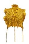 Buy_Aroka_Yellow Vegan Mashru Silk Plain Open Phoenix Bib _Online_at_Aza_Fashions