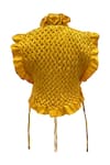 Shop_Aroka_Yellow Vegan Mashru Silk Plain Open Phoenix Bib _Online_at_Aza_Fashions