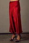 Aroka_Red Satin Silk Tie-dye Celeste Tie Dye Skirt _Online_at_Aza_Fashions