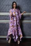 Buy_Leela by A_Purple Tencel Floral Print Kaftan Dress_at_Aza_Fashions