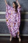 Leela by A_Purple Tencel Floral Print Kaftan Dress_Online_at_Aza_Fashions