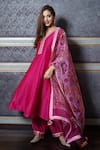 Buy_Leela By A_Pink Chanderi Geometric Print, Gota Patti, Mirror, Thread And Anarkali Salwar Set_at_Aza_Fashions