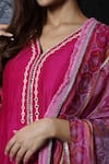 Buy_Leela By A_Pink Chanderi Geometric Print, Gota Patti, Mirror, Thread And Anarkali Salwar Set_Online_at_Aza_Fashions