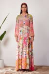 Buy_Siddhartha Bansal_Multi Color Crepe Paisley Abstract Print Dress_at_Aza_Fashions