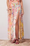 Siddhartha Bansal_Multi Color Chiffon Printed Slit Skirt_Online_at_Aza_Fashions