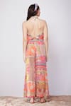 Shop_Siddhartha Bansal_Multi Color Crepe Printed Animal Halter Neck Cowl Top And Palazzo Set _at_Aza_Fashions