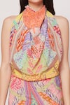 Buy_Siddhartha Bansal_Multi Color Crepe Printed Animal Halter Neck Cowl Top And Palazzo Set _Online_at_Aza_Fashions