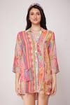 Siddhartha Bansal_Multi Color Crepe Printed Animal Straight Collar Shirt _Online_at_Aza_Fashions