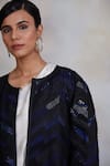 Priyanka Raajiv_Black Brocades, Handwoven Tissues, Prints And Embroideries, Kumud Jacket _at_Aza_Fashions