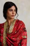 Shop_Priyanka Raajiv_Red Upcycled Fabric- Chikankari Embroidered Sequins Gulshan Patchwork Dupatta _Online_at_Aza_Fashions