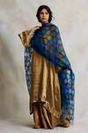 Buy_Priyanka Raajiv_Blue Tulle Embroidered Sequins Indivar Patchwork Dupatta _at_Aza_Fashions