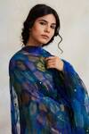 Priyanka Raajiv_Blue Tulle Embroidered Sequins Indivar Patchwork Dupatta _at_Aza_Fashions