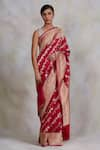 Buy_Priyanka Raajiv_Pink Banarasi Kadua Silk Woven Floral Motifs Deepal Saree  _at_Aza_Fashions