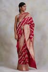 Shop_Priyanka Raajiv_Pink Banarasi Kadua Silk Woven Floral Motifs Deepal Saree  _at_Aza_Fashions