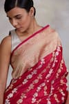 Shop_Priyanka Raajiv_Pink Banarasi Kadua Silk Woven Floral Motifs Deepal Saree  _Online_at_Aza_Fashions