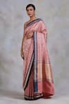 Shop_Priyanka Raajiv_Pink Banarasi Silk Woven Floral Motifs Gule Asharfi Saree  _at_Aza_Fashions