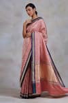 Priyanka Raajiv_Pink Banarasi Silk Woven Floral Motifs Gule Asharfi Saree  _Online_at_Aza_Fashions