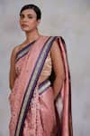 Shop_Priyanka Raajiv_Pink Banarasi Silk Woven Floral Motifs Gule Asharfi Saree  _Online_at_Aza_Fashions