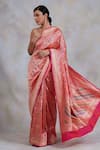 Shop_Priyanka Raajiv_Pink Banarasi Kadua Silk Woven Floral Motifs Sadabahaar Saree _at_Aza_Fashions