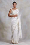 Buy_Priyanka Raajiv_White Chanderi Silk Woven Geometric Motifs Akasa Saree_at_Aza_Fashions