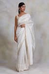 Shop_Priyanka Raajiv_White Chanderi Silk Woven Geometric Motifs Akasa Saree_at_Aza_Fashions