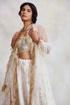 Buy_Priyanka Raajiv_White Brocades And Handwoven Tissue, Cottons, Prints, Gule Makhmal Lehenga Set _Online_at_Aza_Fashions