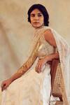 Priyanka Raajiv_White Brocades And Handwoven Tissue, Cottons, Prints, Gule Makhmal Lehenga Set _at_Aza_Fashions