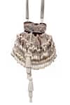 SG Collection By Sonia Gulrajani_Maroon Beads, Pearls Velvet Drop Potli _Online_at_Aza_Fashions