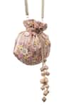 Buy_SG Collection By Sonia Gulrajani_Pink Embroidery, Applique Flora Potli _Online_at_Aza_Fashions