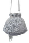 Shop_SG Collection By Sonia Gulrajani_Silver Embroidered Freesia Velvet Potli _at_Aza_Fashions