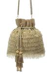 Buy_SG Collection By Sonia Gulrajani_Gold Embroidered Fringette Potli _at_Aza_Fashions
