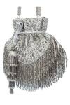 Buy_SG Collection By Sonia Gulrajani_Grey Embroidered Monroe Velvet Tassel Potli _at_Aza_Fashions