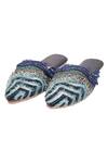 Buy_Durvi_Blue Embellished Persian Gulf Stone Mules _at_Aza_Fashions