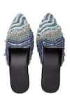 Shop_Durvi_Blue Embellished Persian Gulf Stone Mules _at_Aza_Fashions