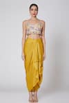 Shop_Leela By A_Purple Linen-satin And Embroidered Cape With Draped Dhoti Skirt Set _Online_at_Aza_Fashions