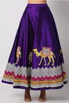 Buy_Leela By A_Purple Silk Embroidered Camel Motifs Mandarin Collar Peplum And Lehenga Set _Online_at_Aza_Fashions