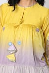 Leela By A_Yellow Organza, Chanderi Floral Round Ombre Kurta And Dhoti Pant Set _Online_at_Aza_Fashions